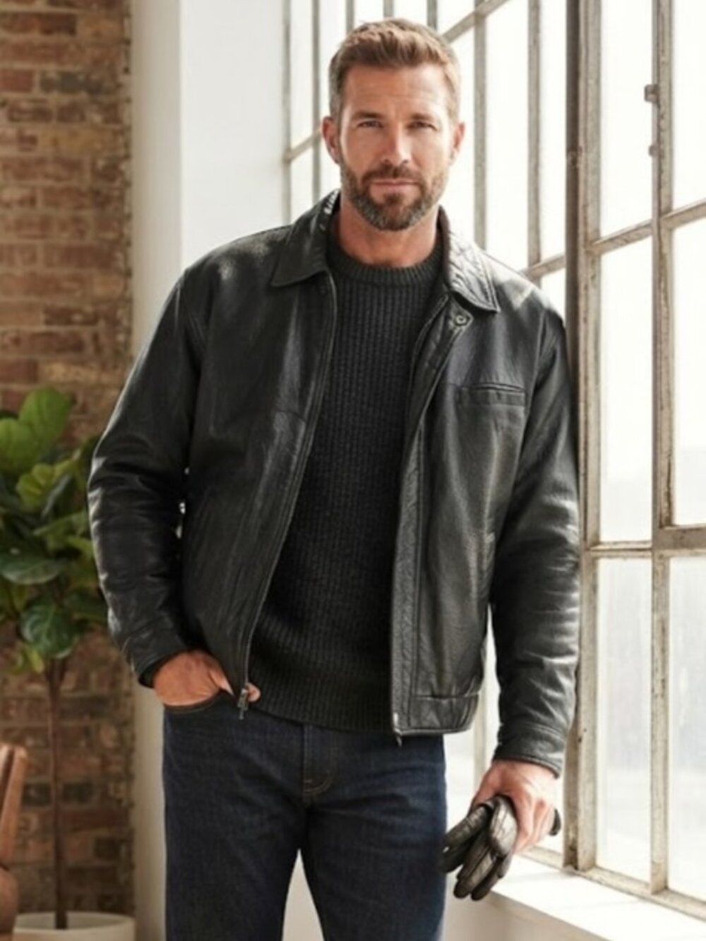 Vintage Black Pebbled Leather Bomber Jacket XL Quilted Lined Classic